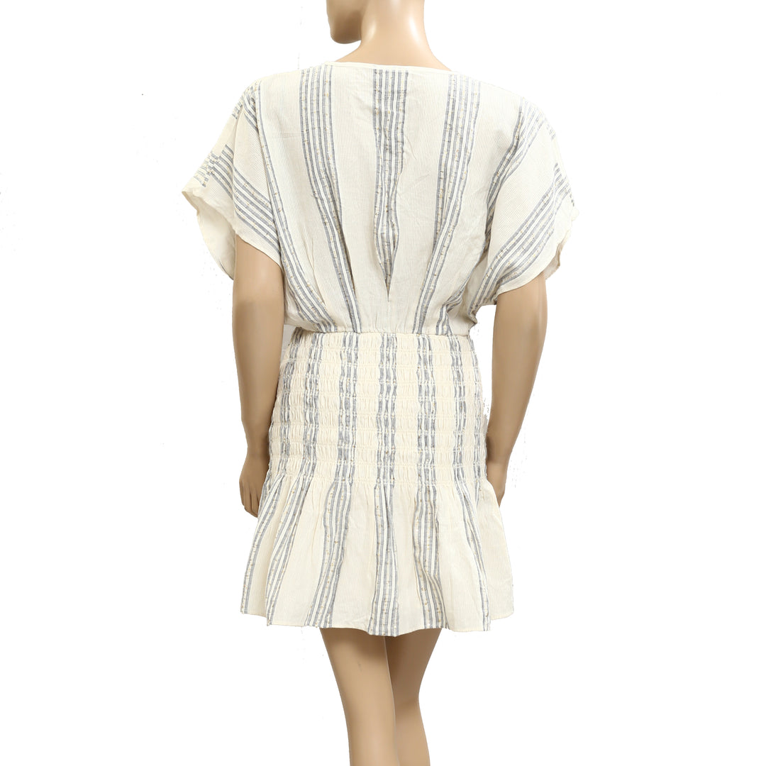 Saylor Anthropologie Astrud Woven Sequin Stripe Blouson Mini Dress