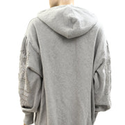 Free People Beaded Embellished Hoodie Sweatshirt Top