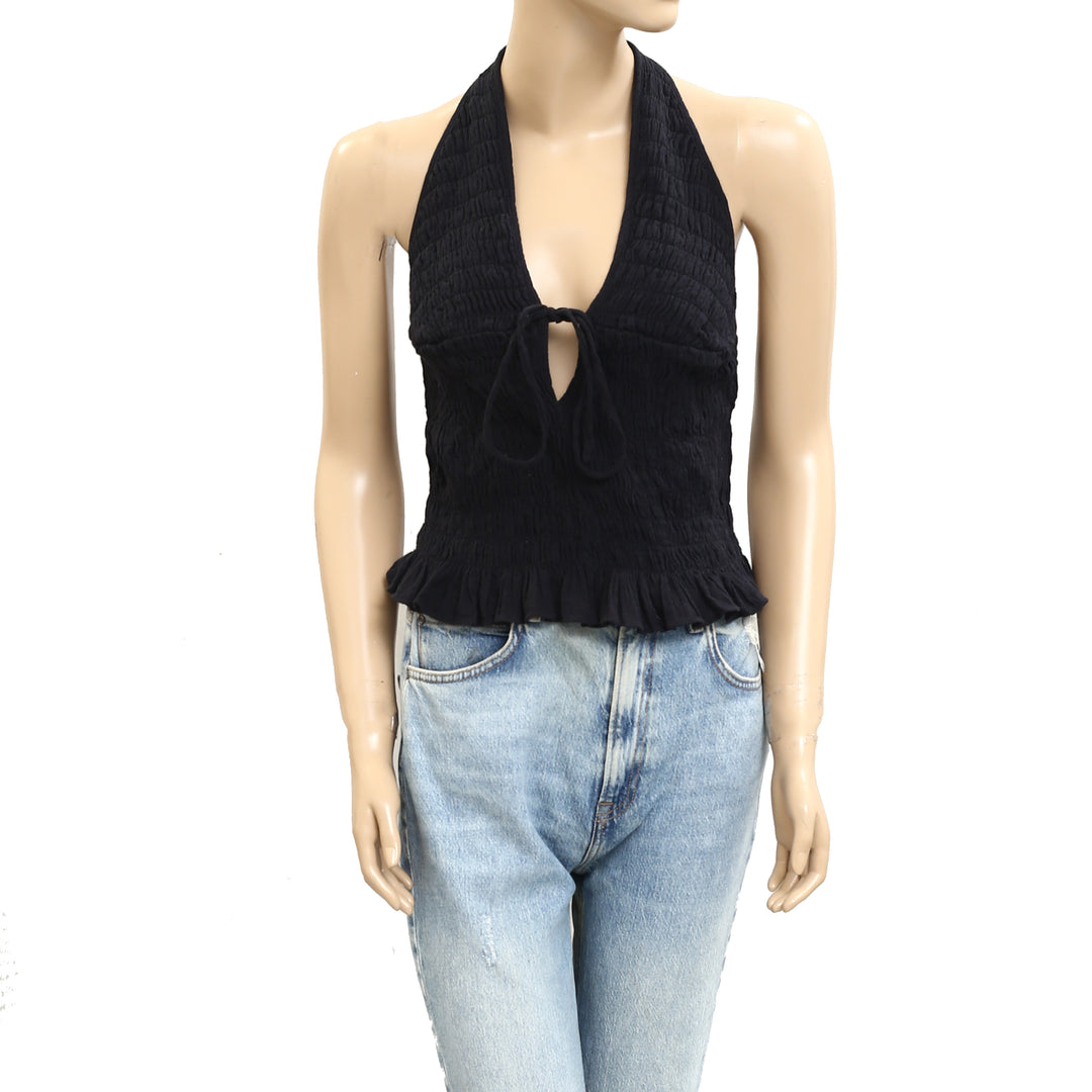 Free People Free-est Khloe Smocked Halter Blouse Top