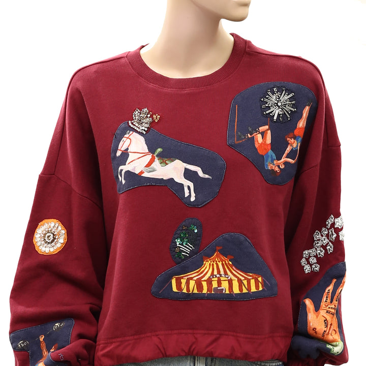 Anthropologie Maeve x Nathalie Lete Circus Long-Sleeve Drawstring Top