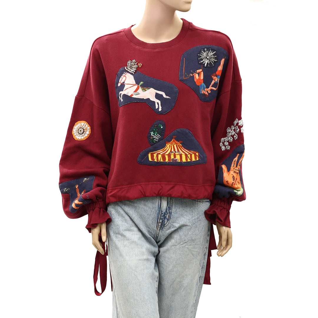 Anthropologie Maeve x Nathalie Lete Circus Long-Sleeve Drawstring Top