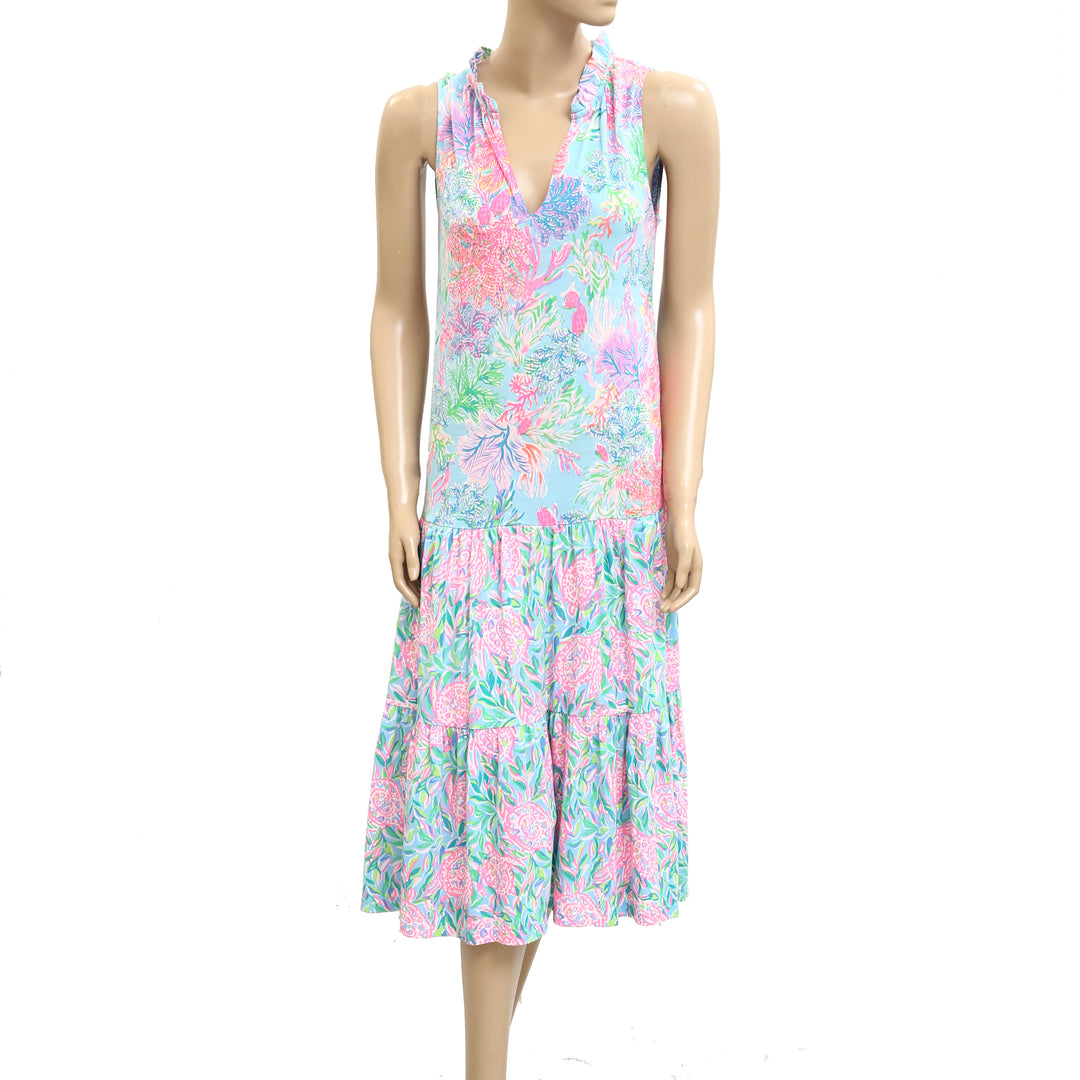 lilly pulitzer cotton tank dress LILLY PULITZER Large Skyelar Tank Dress Cotton Prosecco Pink NWT NIP