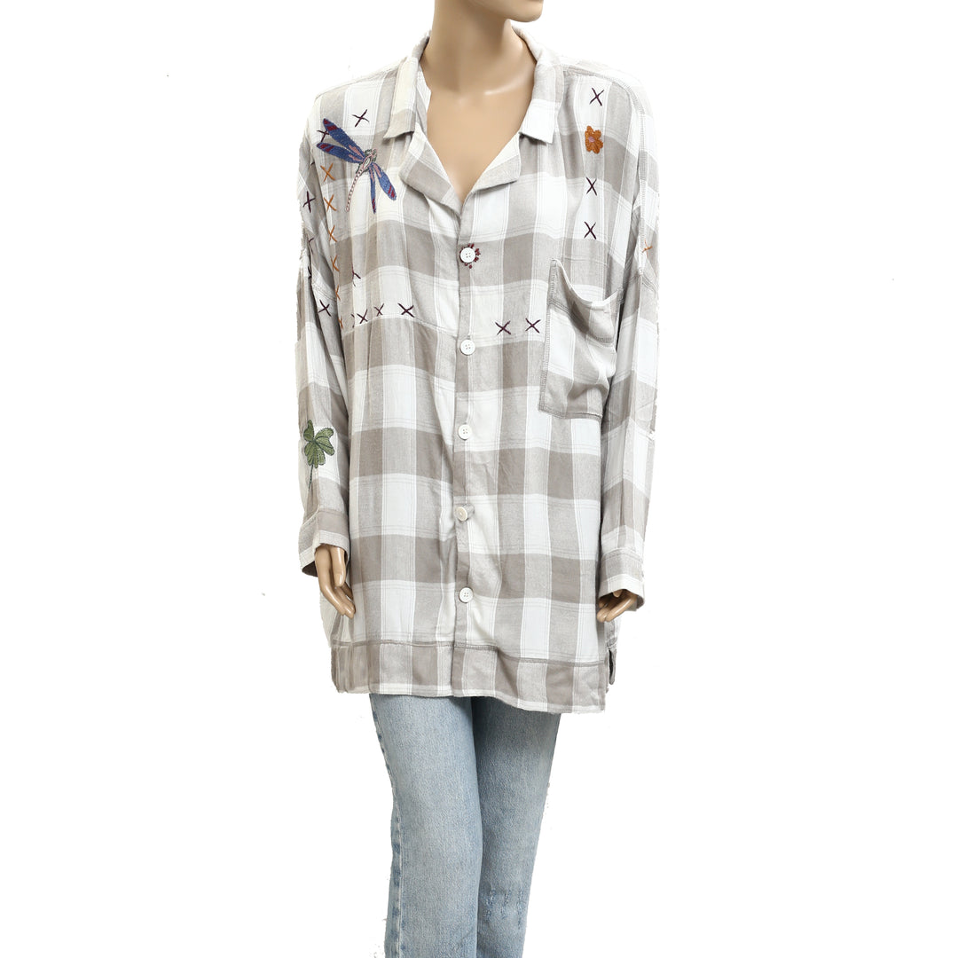 Free People Intimately Garden Party PJ Shirt Tunic Top