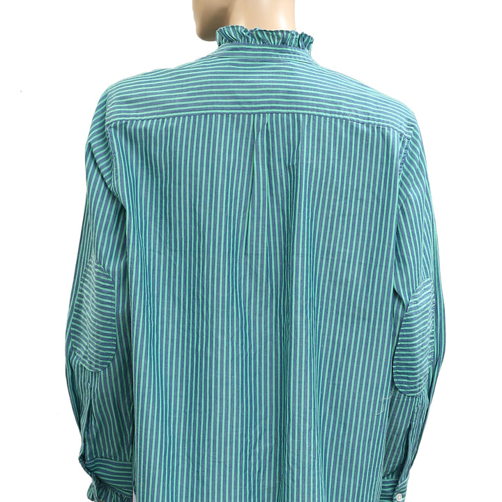 Kerri Rosenthal Striped print Ruffle Cotton Shirt Tunic Top