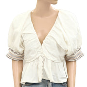 Free People Where We Meet Smocked Blouse Top