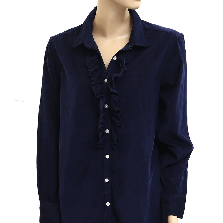 Kerri Rosenthal Ruffle Long Sleeve Tunic Shirt Top