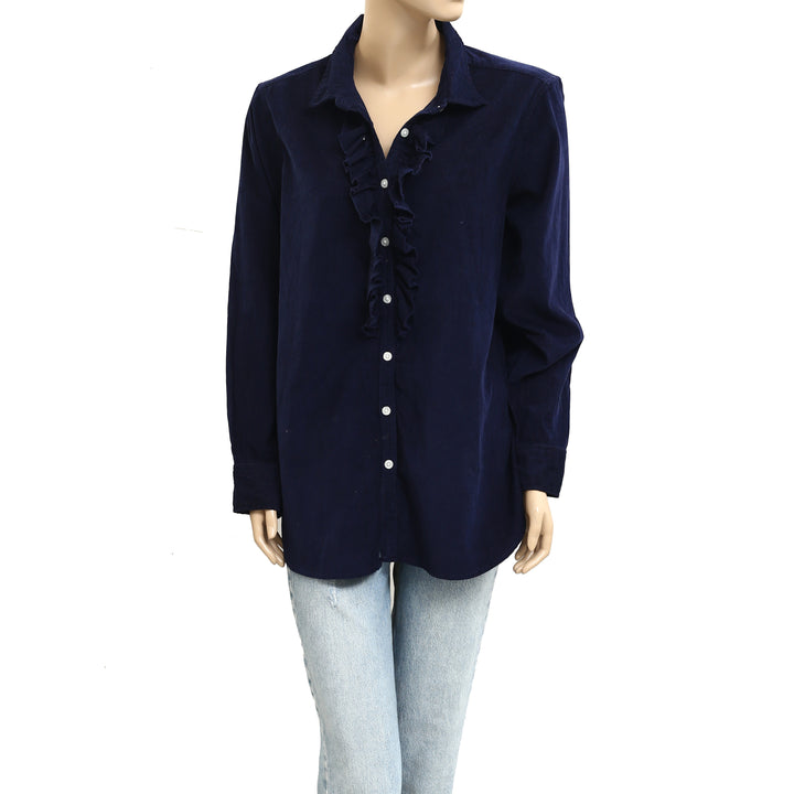 Kerri Rosenthal Ruffle Long Sleeve Tunic Shirt Top