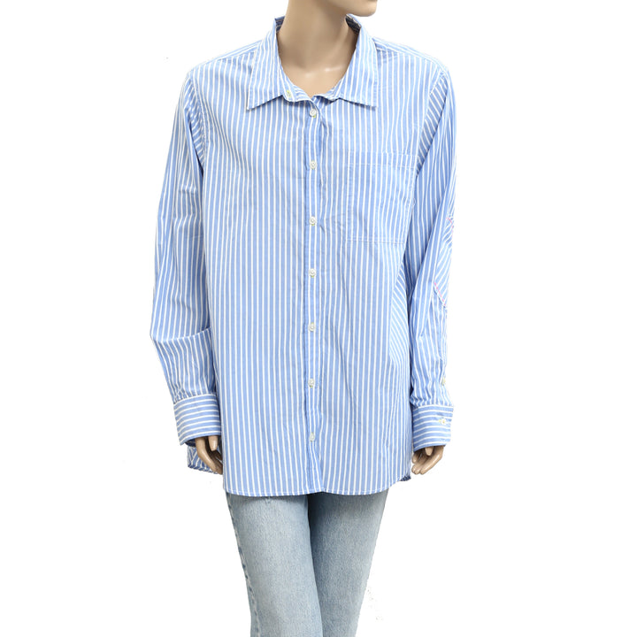 Kerri Rosenthal Striped Printed Shirt Tunic Top