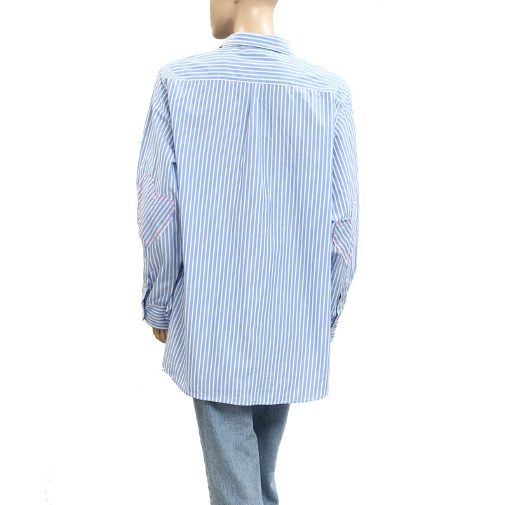 Kerri Rosenthal Striped Printed Shirt Tunic Top