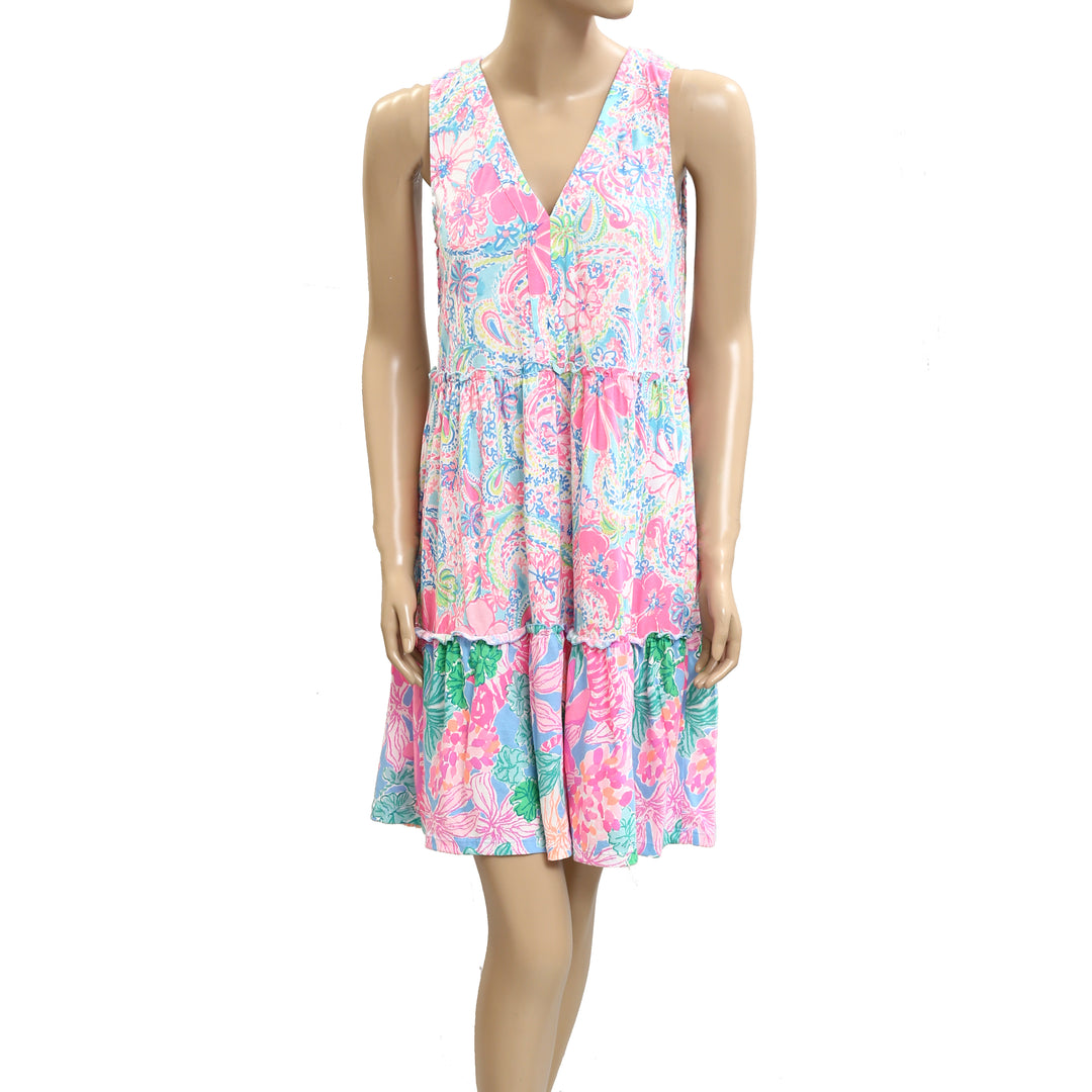 lilly pulitzer cotton tank dress Lilly Pulitzer Lela Henley Tank Dress Blue / S