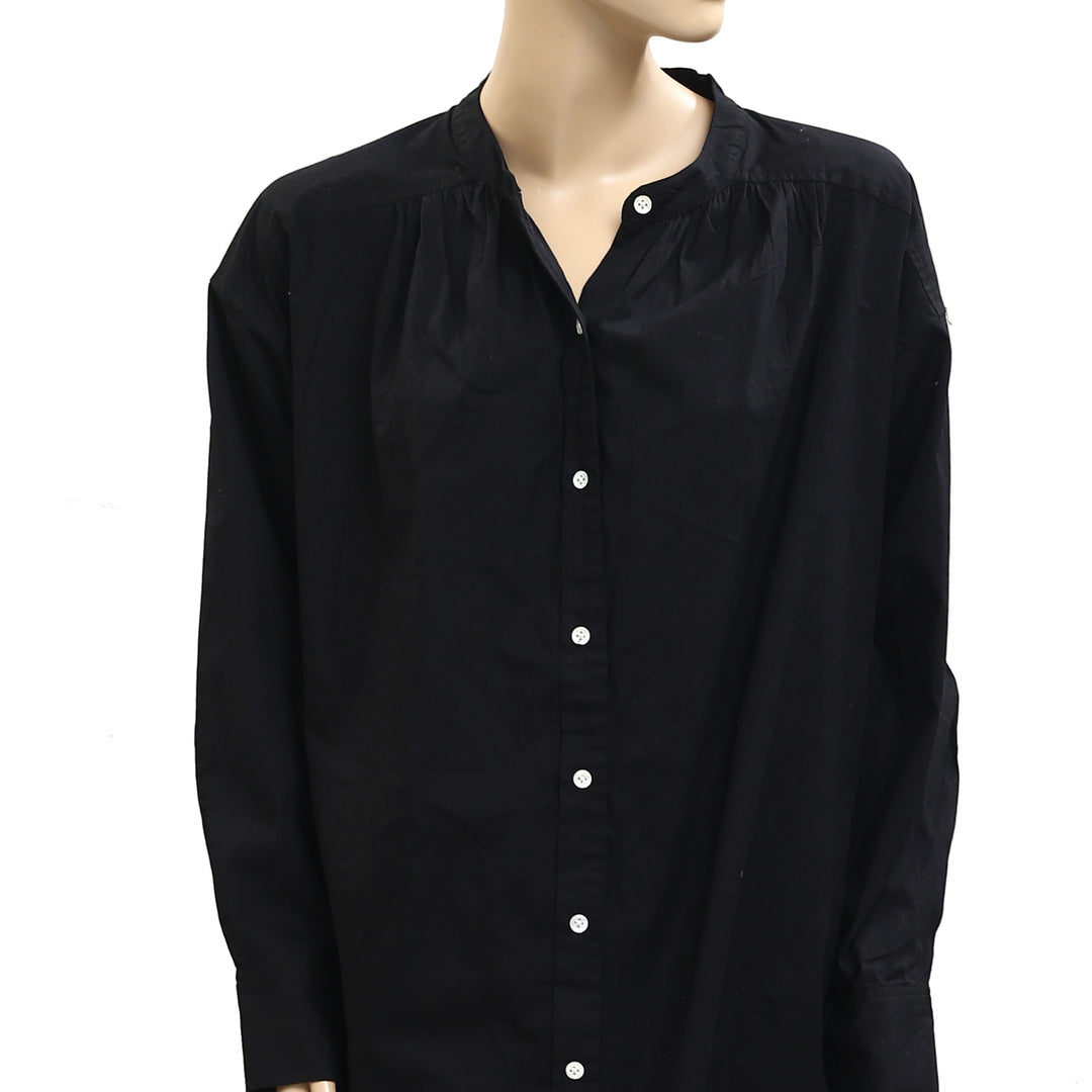 Kerri Rosenthal Buttondown Long Sleeve Mini Shirt Dress