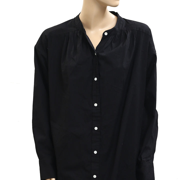 Kerri Rosenthal Buttondown Long Sleeve Mini Shirt Dress