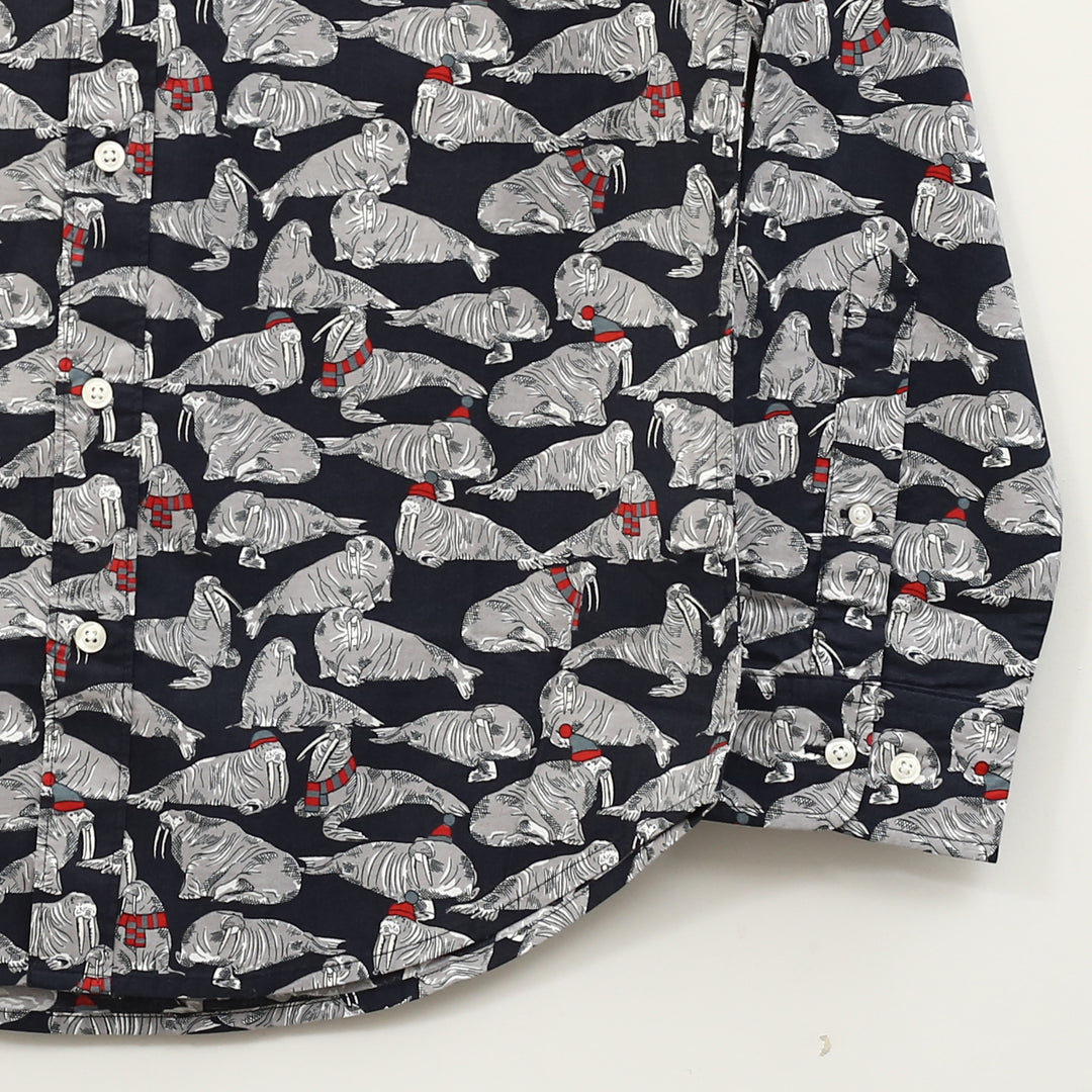 Brinell Animal Print Men's Buttondown Long-Sleeve Casual Shirt