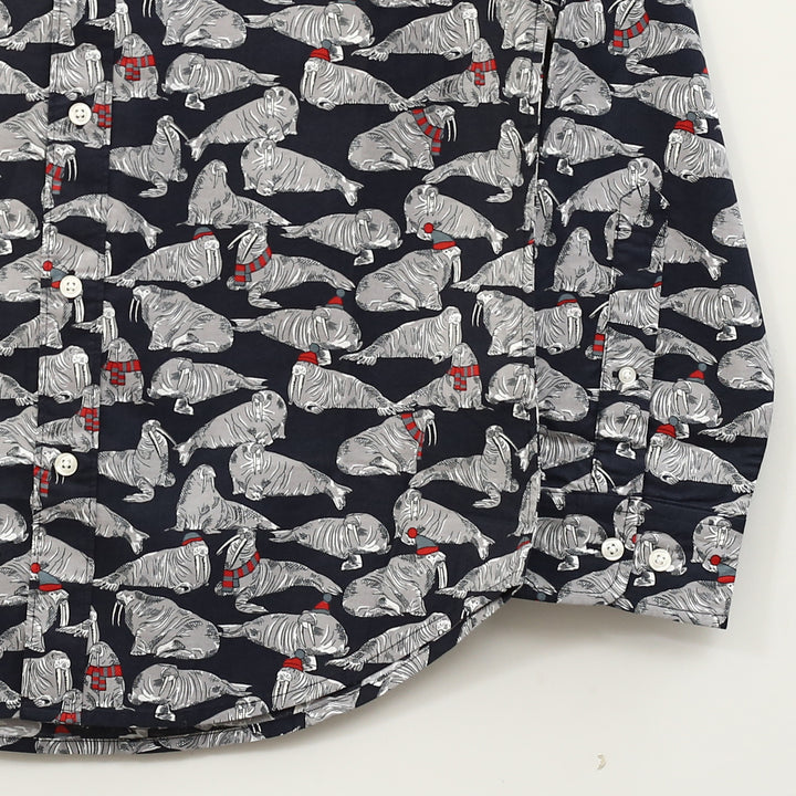 Brinell Animal Print Men's Buttondown Long-Sleeve Casual Shirt