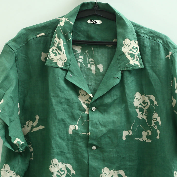 Bode Football Jacquard Linen Button-Up Men's shirt