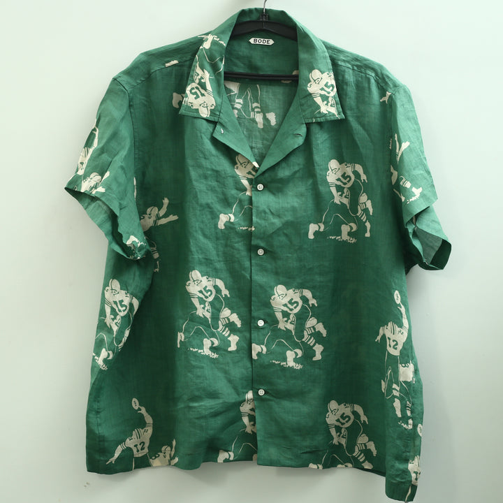 Bode Football Jacquard Linen Button-Up Men's shirt