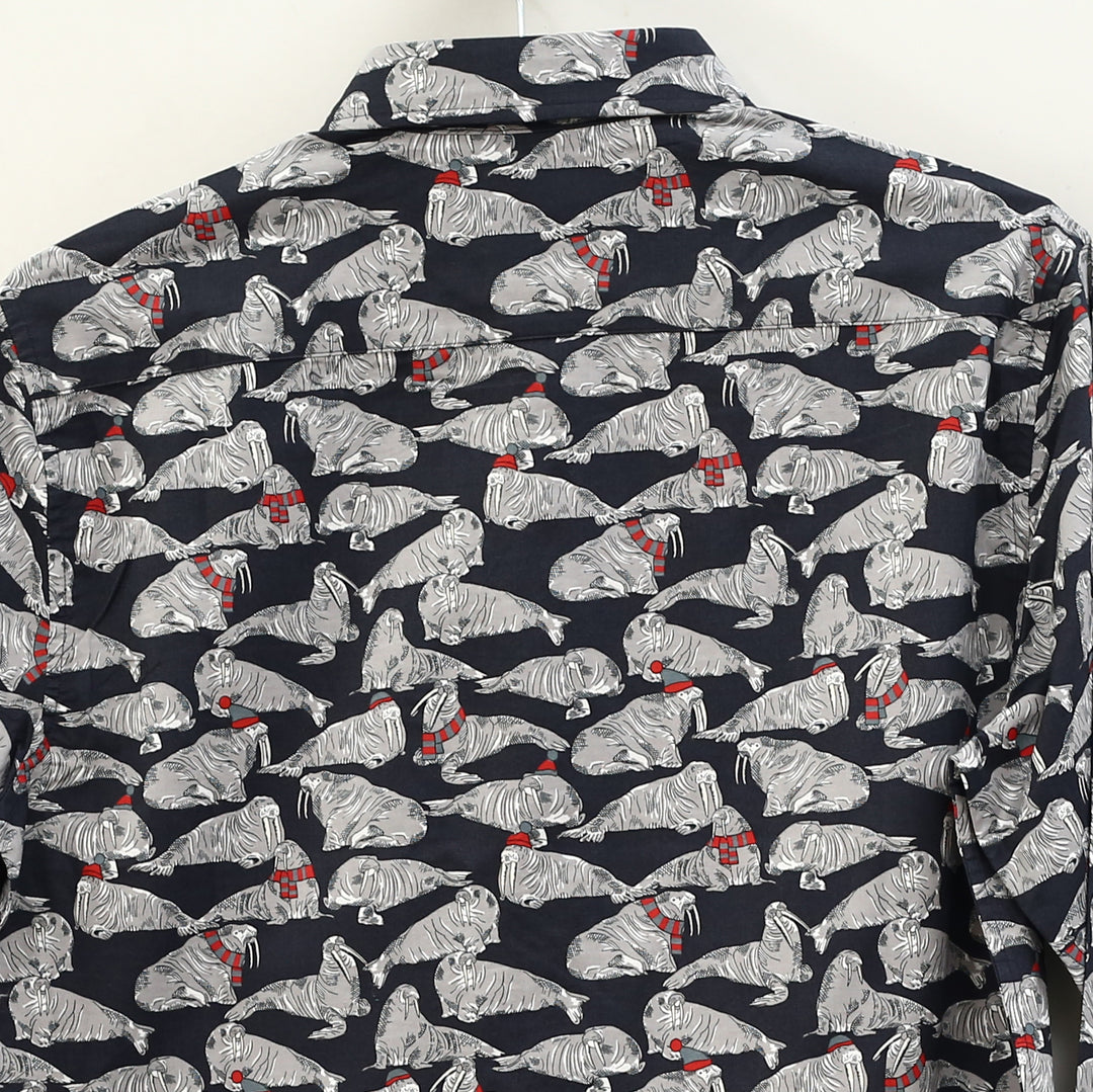 Brinell Animal Print Men's Buttondown Long-Sleeve Casual Shirt