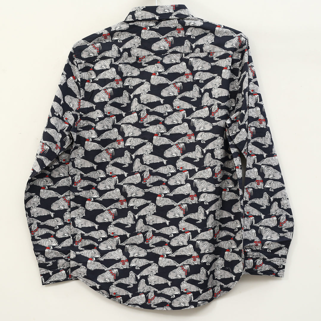 Brinell Animal Print Men's Buttondown Long-Sleeve Casual Shirt