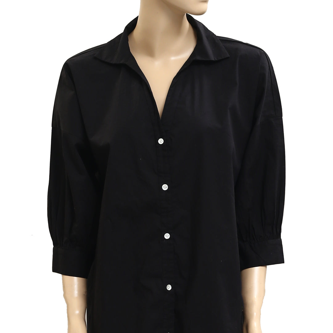Kerri Rosenthal Buttondown 3/4 Sleeve Mini Shirt Dress
