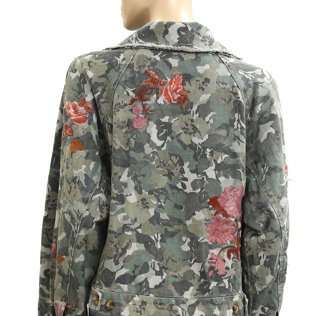 By Anthropologie Pilcro Embroidered Utility Jacket Women's Top