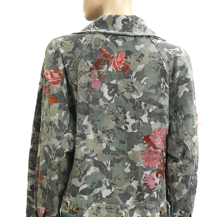 By Anthropologie Pilcro Embroidered Utility Jacket Women's Top