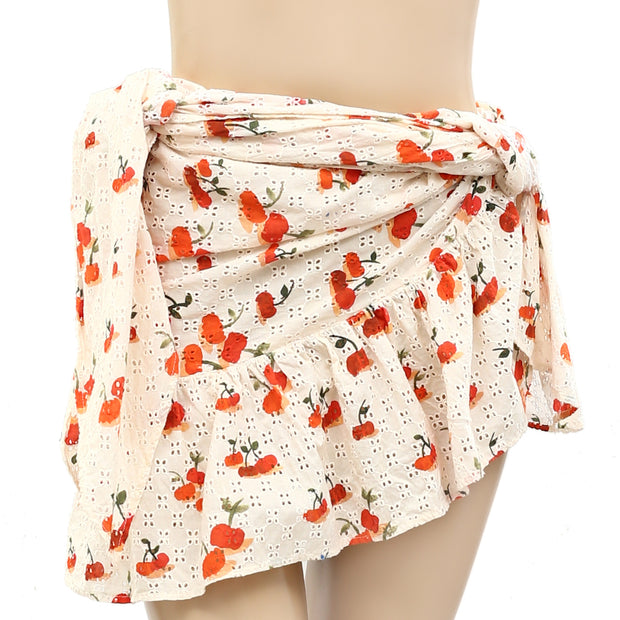 Farm Rio Anthropologie Pitanga Cherry Cover-Up Wrap Skirt-Top