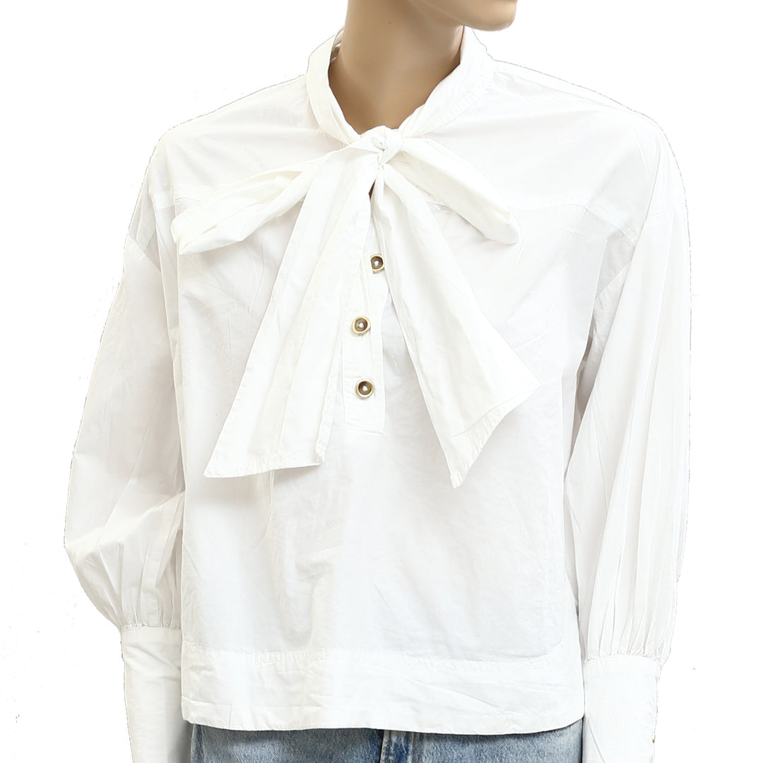 Anthropologie By Maeve Bow White Blouse Top