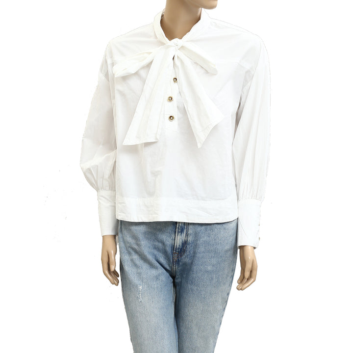 Anthropologie By Maeve Bow White Blouse Top