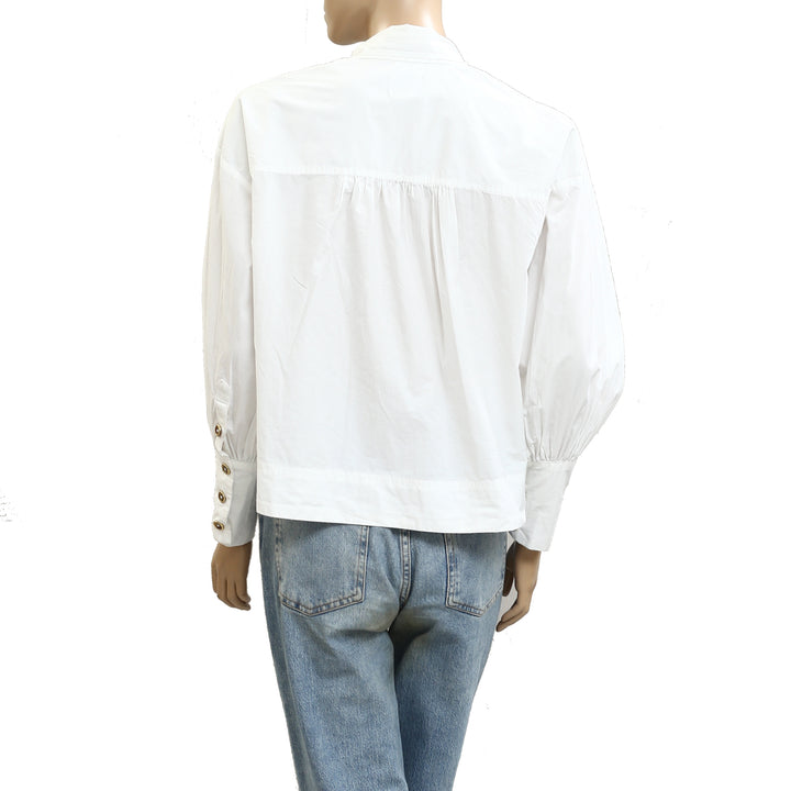 Anthropologie By Maeve Bow White Blouse Top