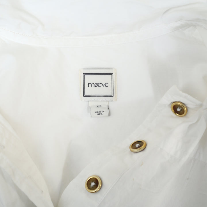 Anthropologie By Maeve Bow White Blouse Top