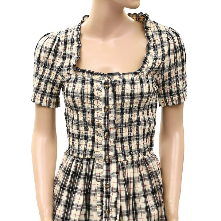 Damson Madder Mansi Short-Sleeve Smocked Mini Dress