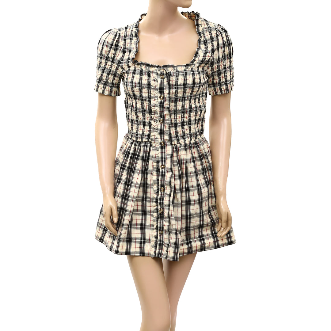 Damson Madder Mansi Short-Sleeve Smocked Mini Dress