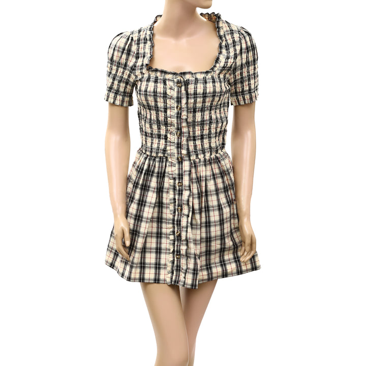 Damson Madder Mansi Short-Sleeve Smocked Mini Dress