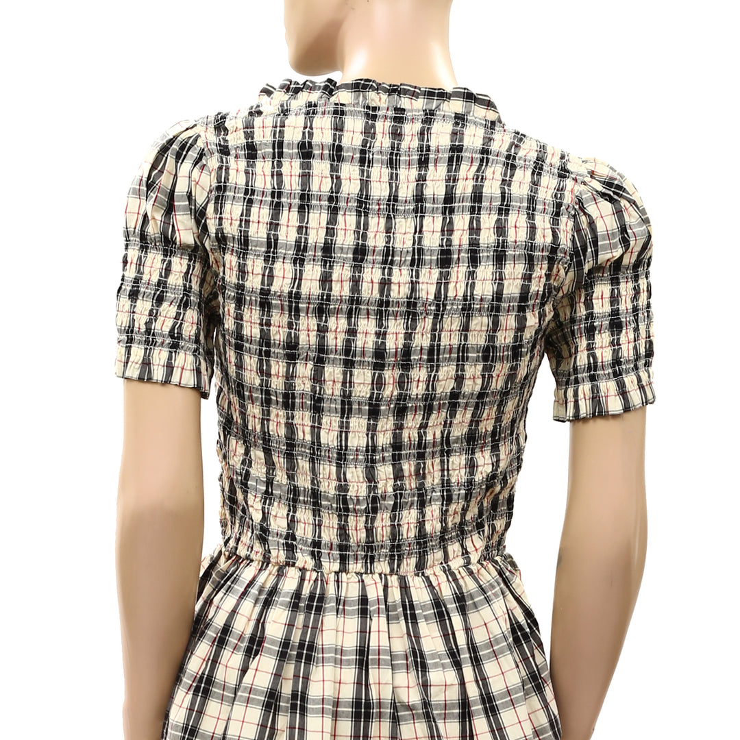 Damson Madder Mansi Short-Sleeve Smocked Mini Dress