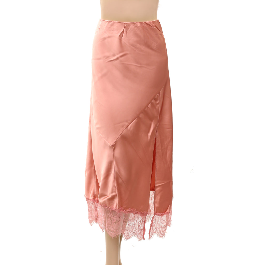 Anthropologie Bias-Cut Lace-Trim Midi Skirt