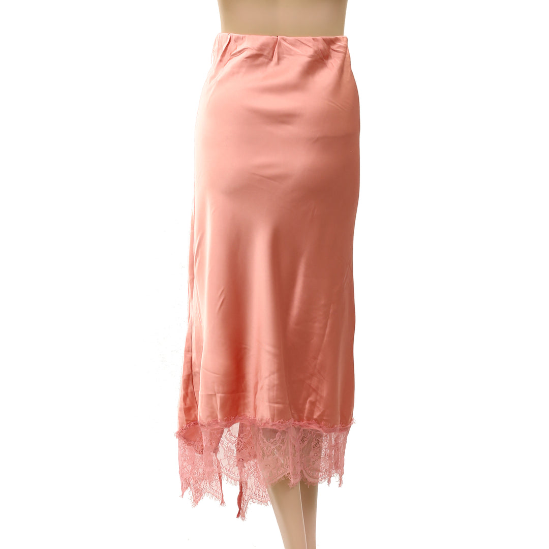 Anthropologie Bias-Cut Lace-Trim Midi Skirt