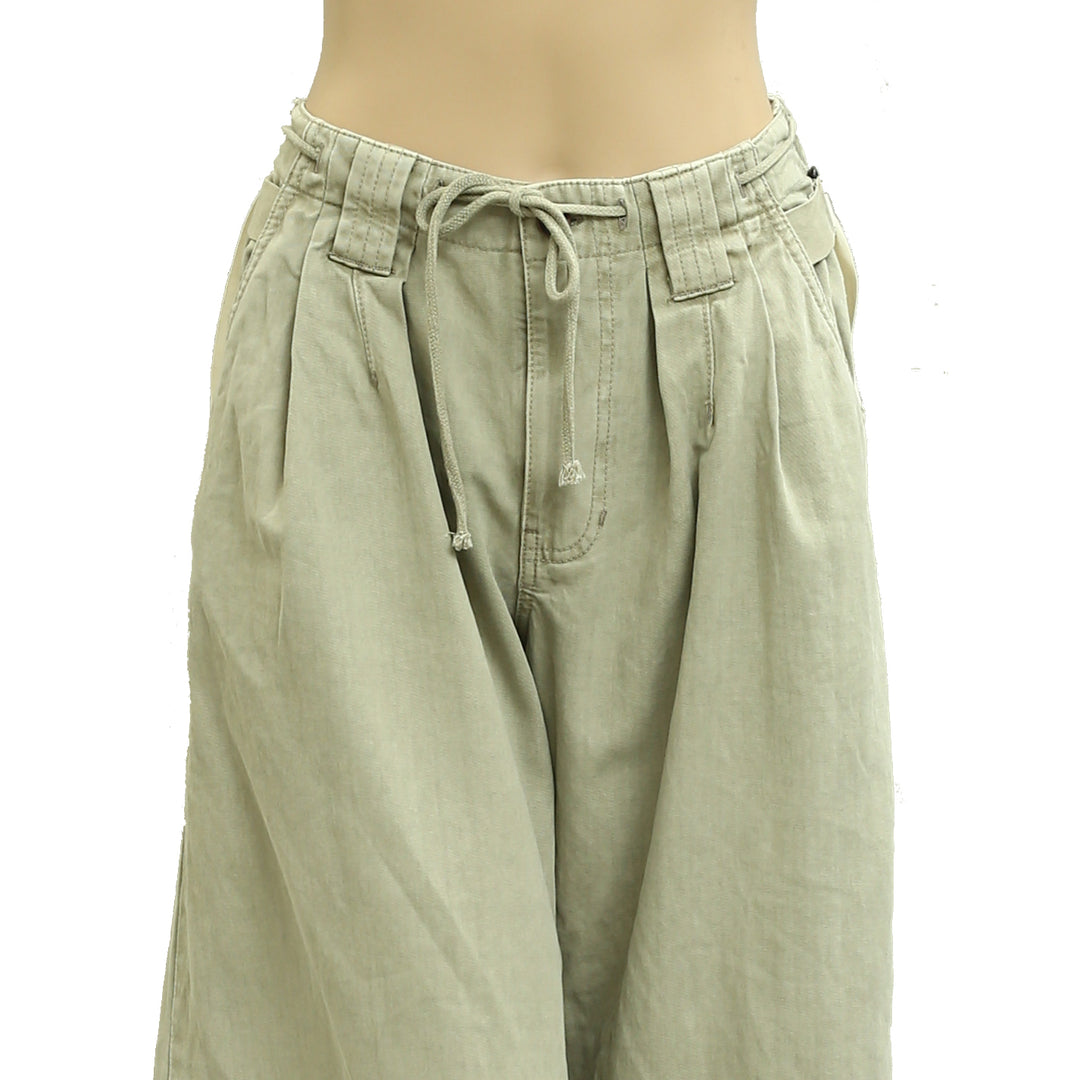 Free People Wide-Leg Chino Trousers Pants