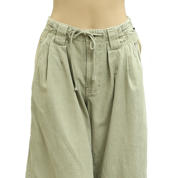 Free People Wide-Leg Chino Trousers Pants