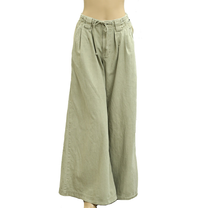 Free People Wide-Leg Chino Trousers Pants