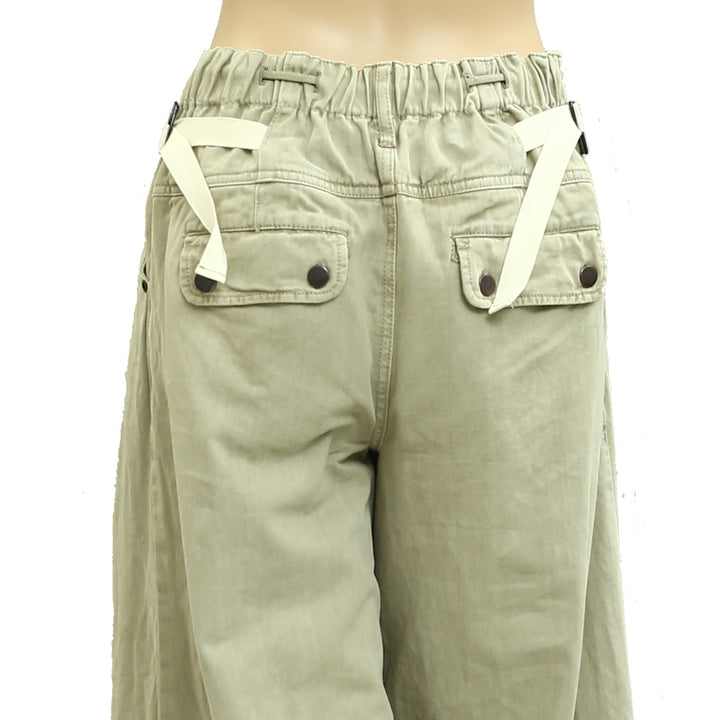 Free People Wide-Leg Chino Trousers Pants