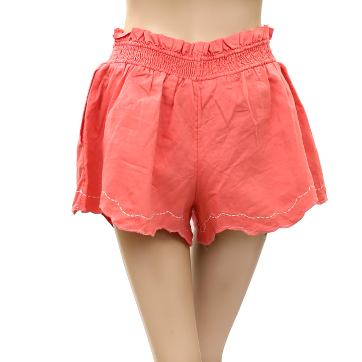 By Anthropologie Linen Double Waistband Shorts