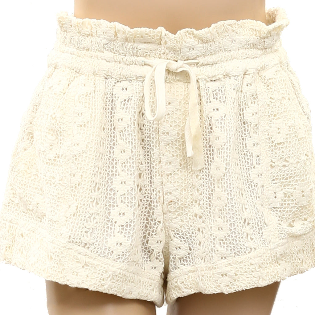 By Anthropologie Lace Tie-Waist Shorts
