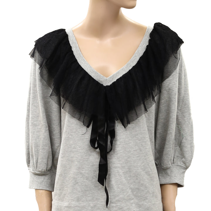Anthropologie Maeve V-Neck Bow Sweater Pullover Top
