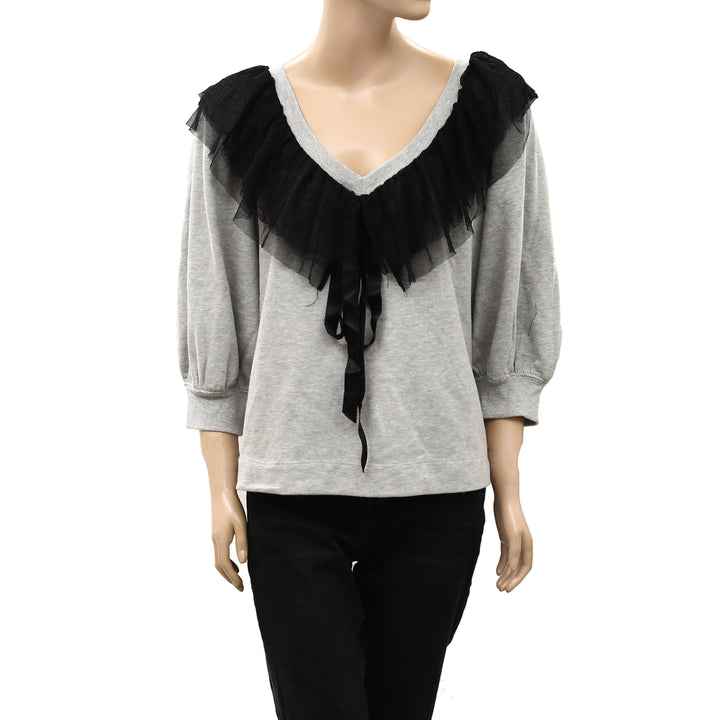 Anthropologie Maeve V-Neck Bow Sweater Pullover Top