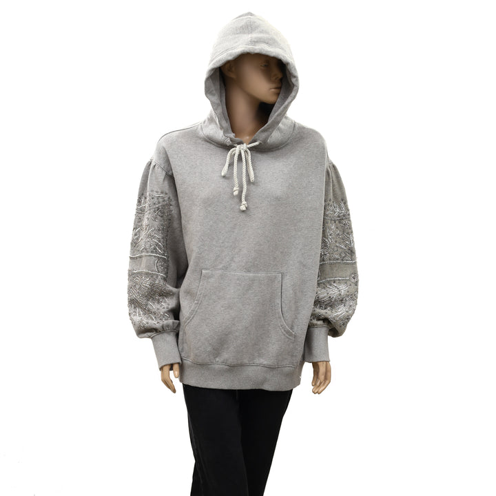 Free People Encrusted Sweatshirt Pullover Hoodie Top