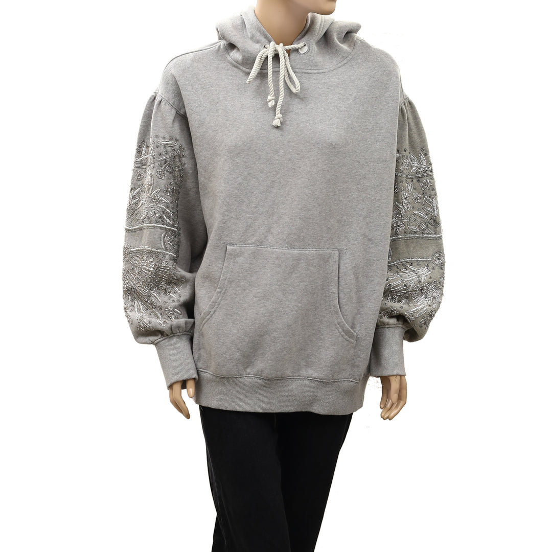 Free People Encrusted Sweatshirt Pullover Hoodie Top