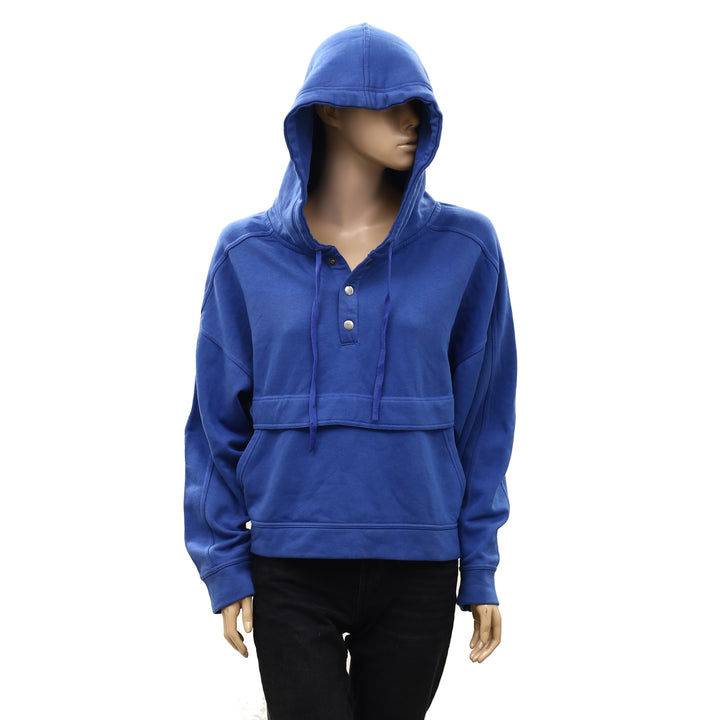 Daily Practice by Anthropologie Henley Sweatshirt Hoodie Top