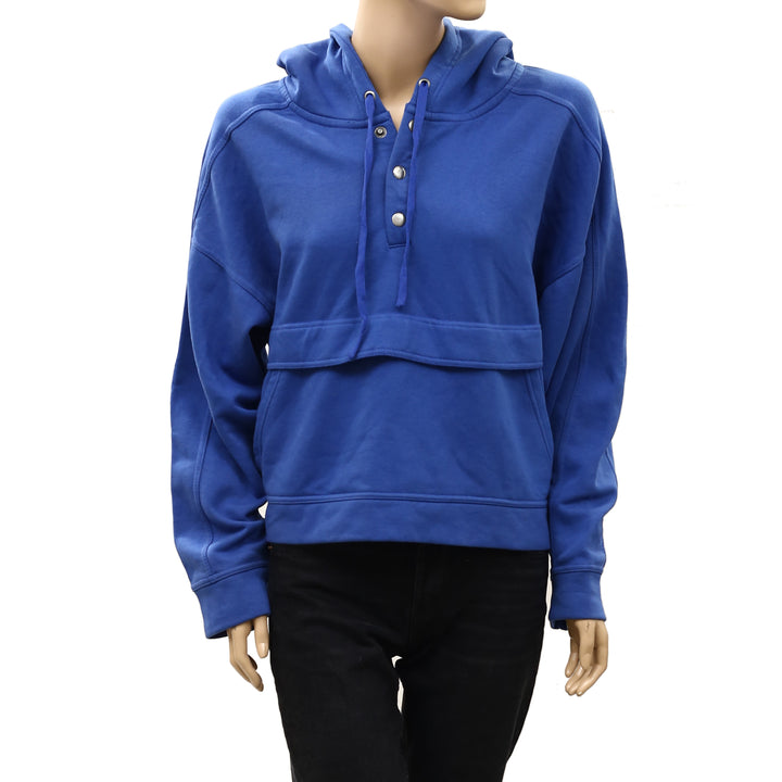 Daily Practice by Anthropologie Henley Sweatshirt Hoodie Top