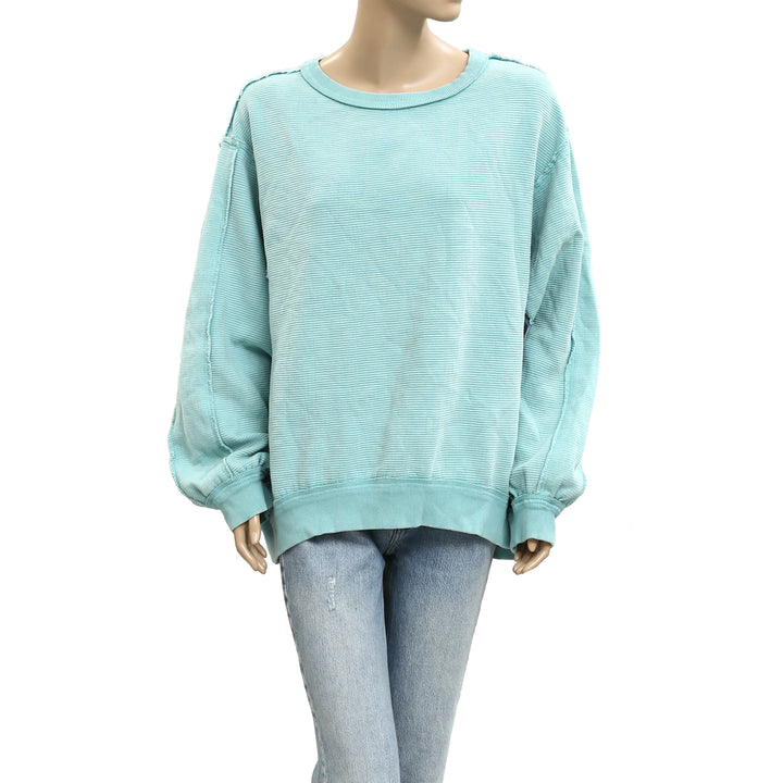 Free People We The Free Thermal Striped Printed Pullover Top