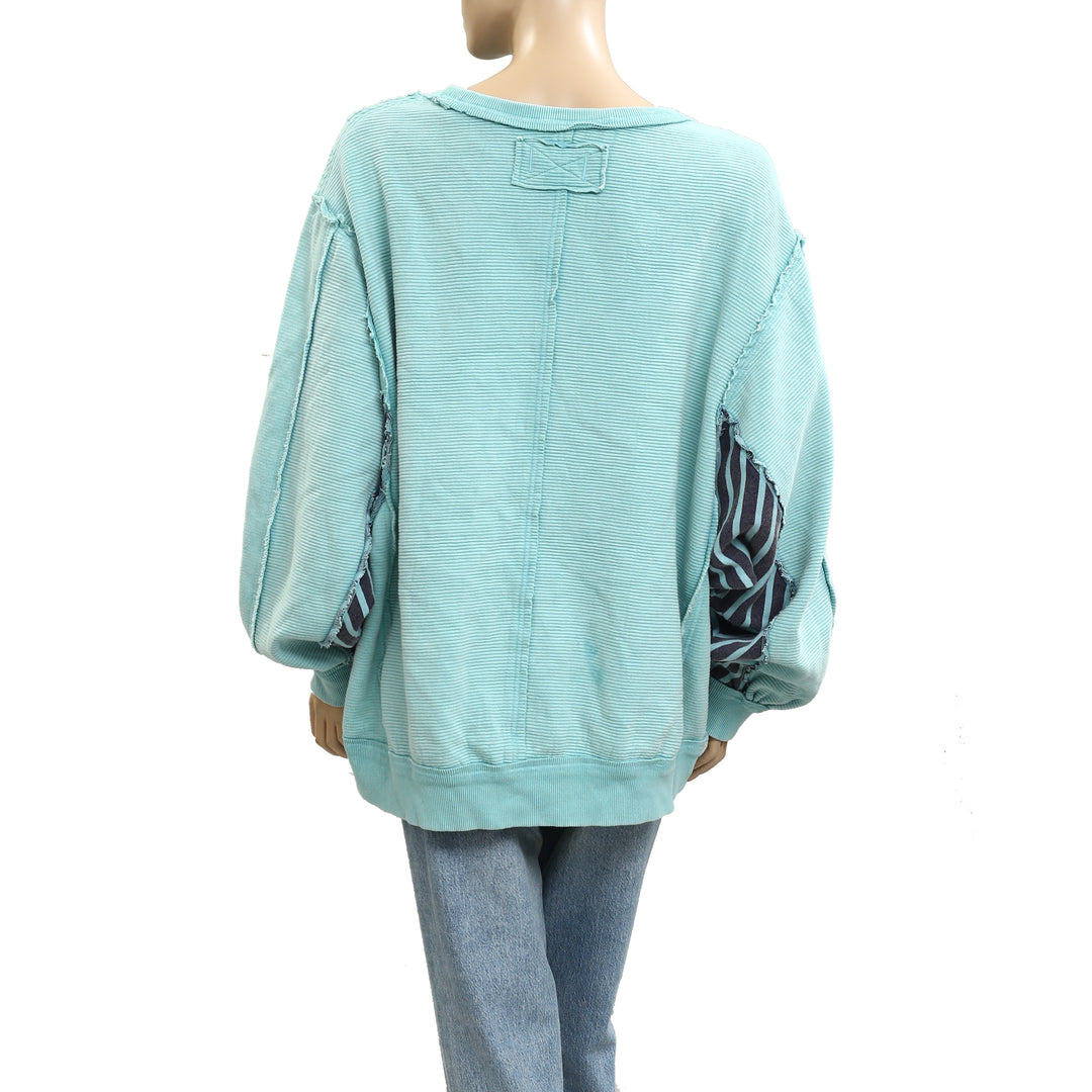 Free People We The Free Thermal Striped Printed Pullover Top